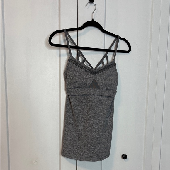Lululemon Grey Criss cross back Strappy racerback workout top - 6 - Picture 1 of 5